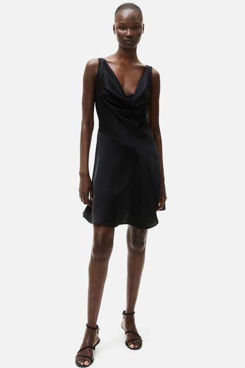 Cowl-neck dress - black