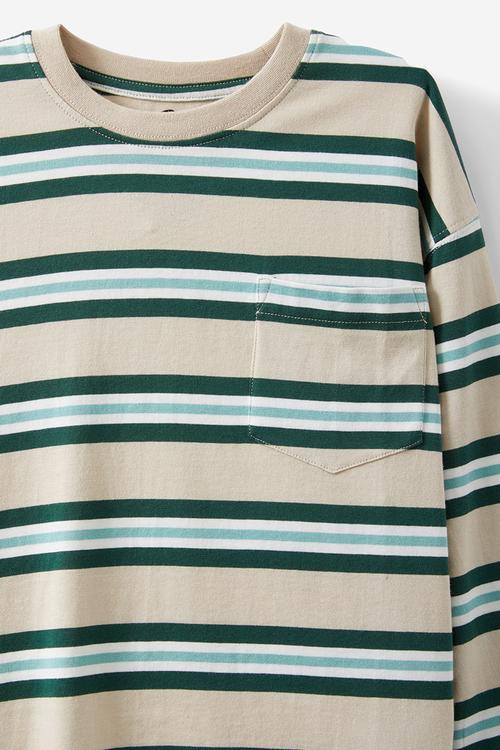 The essential long sleeve tee - rainy day/storm green/celestial stripe