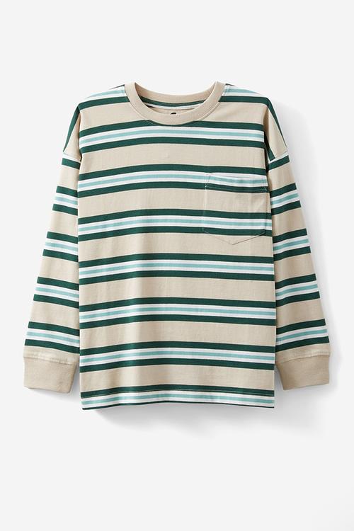 The essential long sleeve tee - rainy day/storm green/celestial stripe