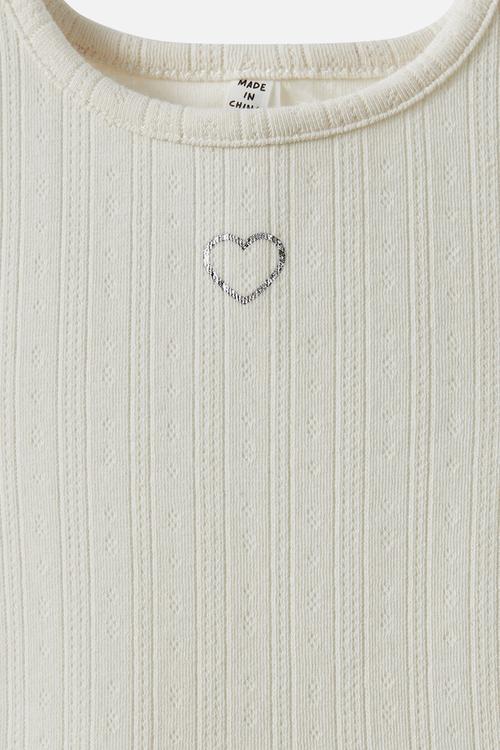 Harper long sleeve dress up dress - dark vanilla/pointelle heart