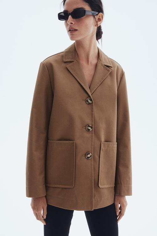 Oversized twill jacket - dark beige
