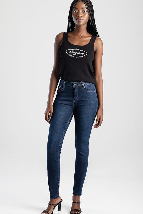 Bianca: Mid Waist Skinny With Sb Back Profile - Dk Vintage