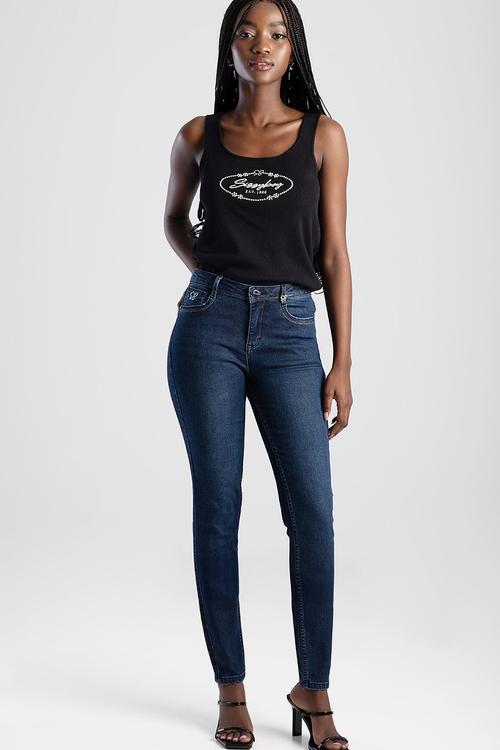 Bianca: Mid Waist Skinny With Sb Back Profile - Dk Vintage