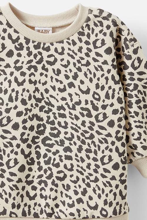 Riley sweater - rainy day/leopard