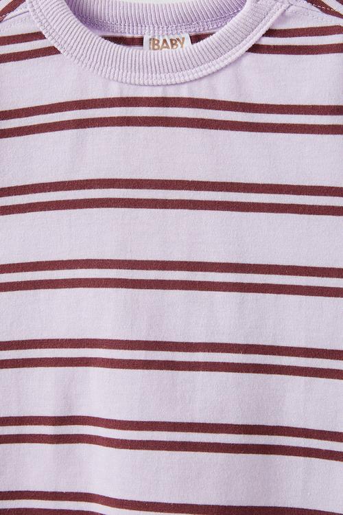 Bobbi long sleeve tee - vintage lilac/bordeaux/double stripe