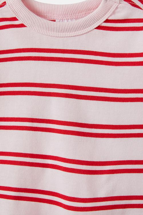 Bobbi long sleeve tee - tea party pink/varsity red/double stripe