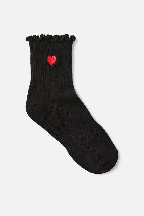 Single fashion frill sock - black soul care