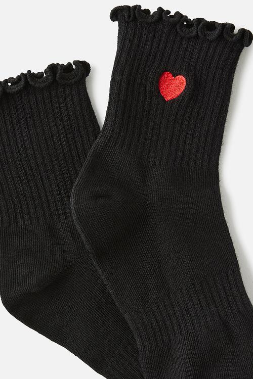 Single fashion frill sock - black soul care