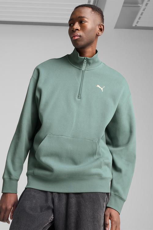 Essentials Relaxed Half Zip Crew Sweatshirt - Green