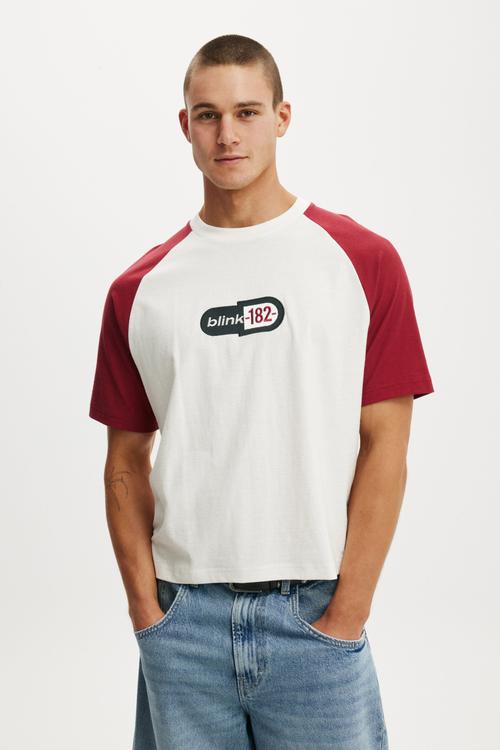 Oversized Boxy Official Contrast Raglan T-Shirt - Red