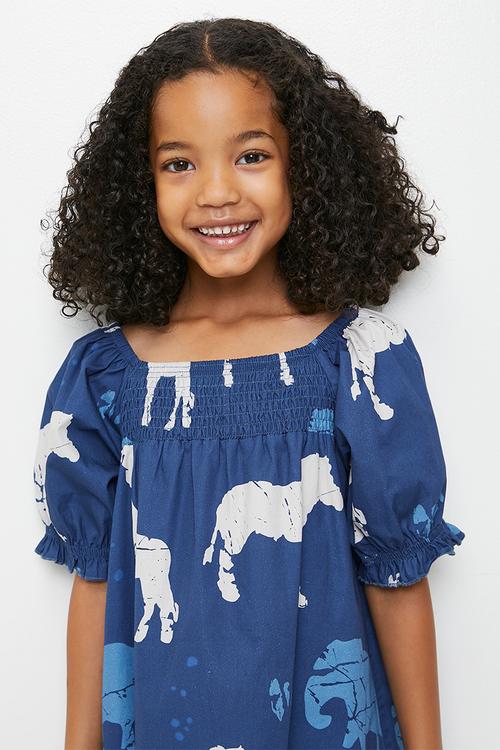 Animal all-over-print dress - dark blue/blue/white