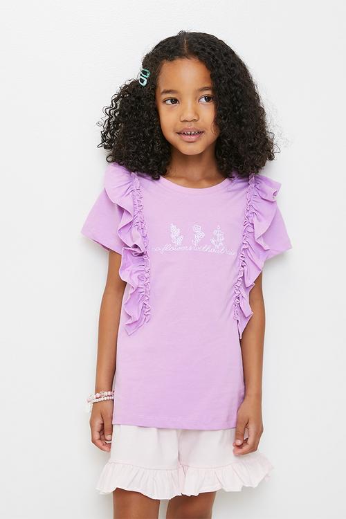 Ruffle tee - lilac