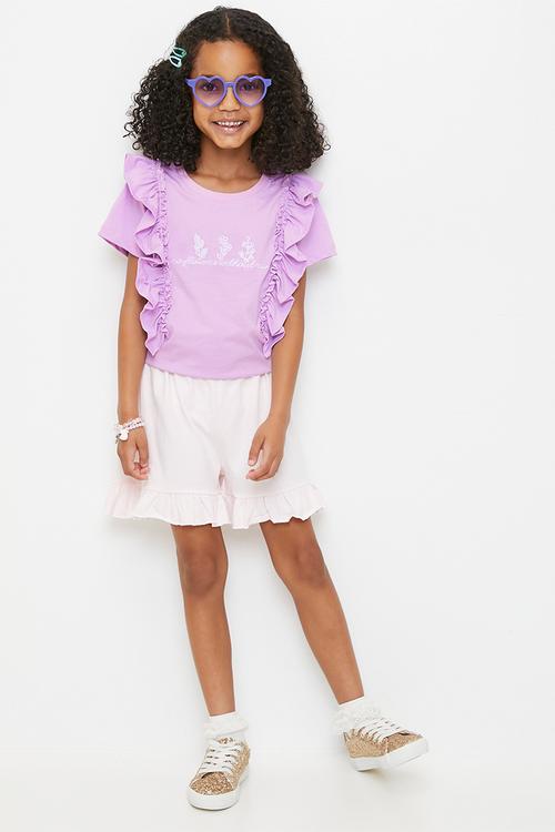 Ruffle tee - lilac