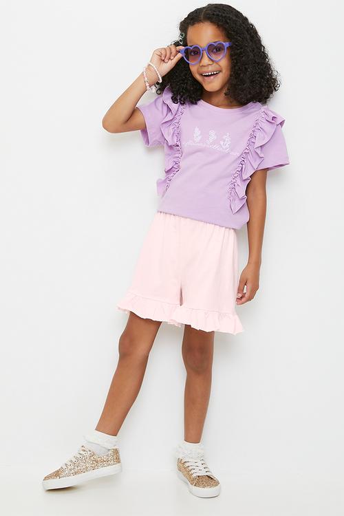 Frilled hem shorts - pink
