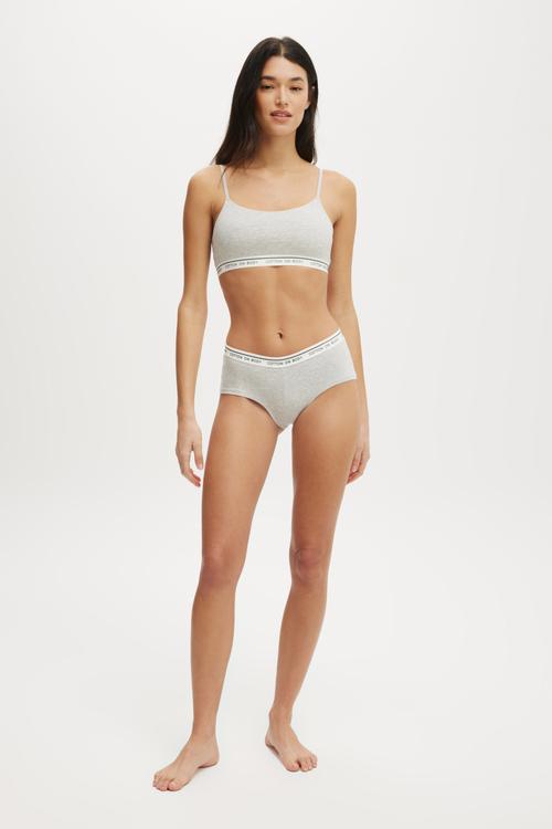 Branded Cotton Cheeky Boyshort - Grey Marle