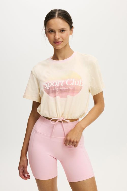 Active Graphic Tie Up Tee - Coconut Milk/Sport Club