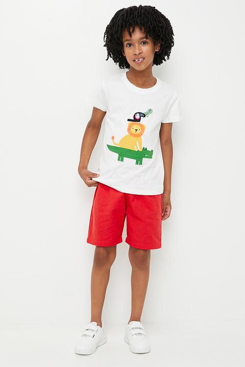 Tee & short set - white & red