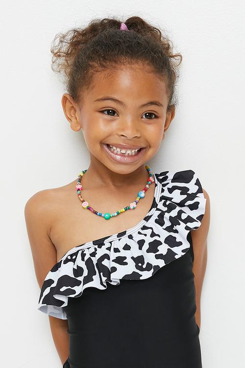 Animal print one piece swimsuit - black/white