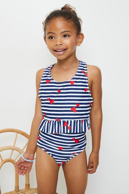 Stripe 2 Piece bikini set - blue stripes/cherries