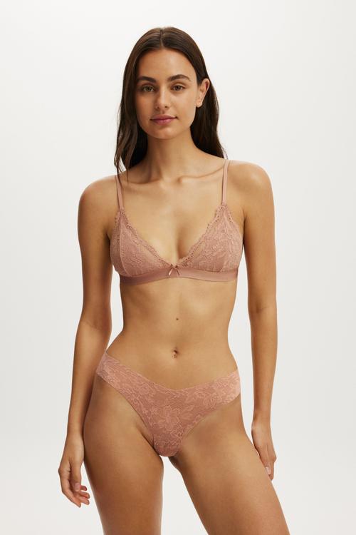 Invisible Lace G String Brief - Maple Sugar