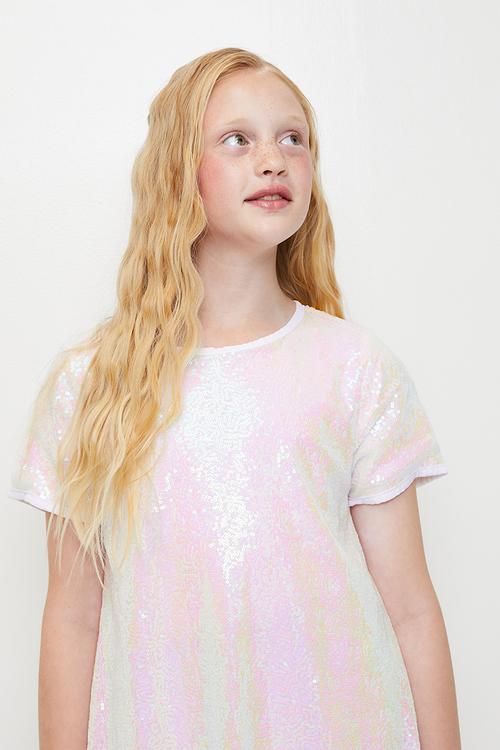 Short sleeve occasion dress - multi ombre/lumo sequins