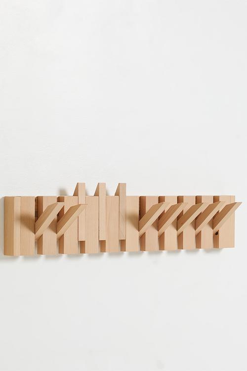 10 hooks Wall mounted Wood - neutral