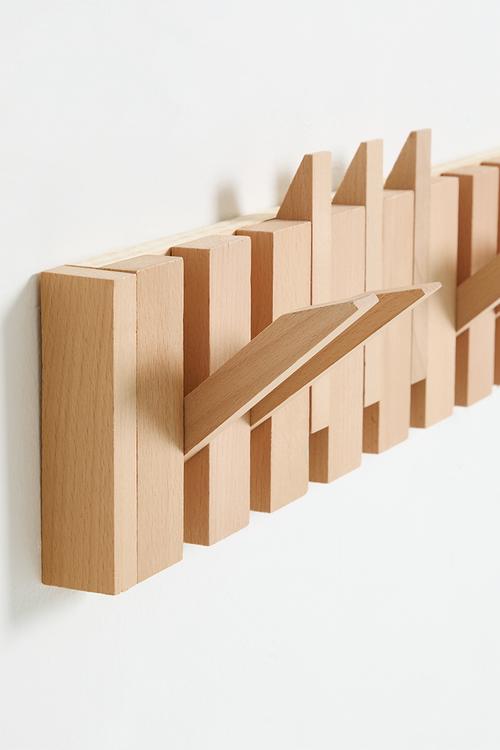 10 hooks Wall mounted Wood - neutral