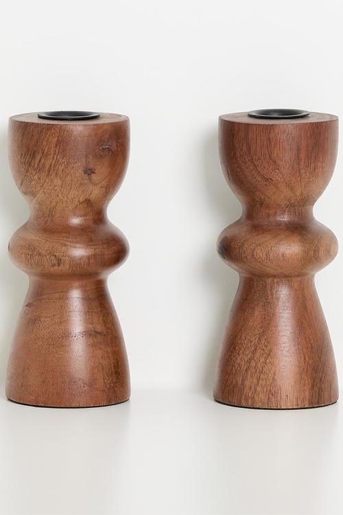 Cera dinner candle holder set of 2 - natural