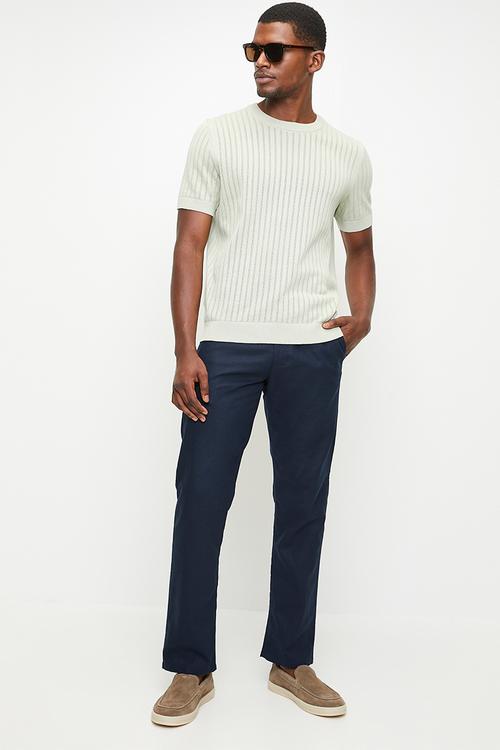 EMMANUEL  LINEN PANT - NAVY