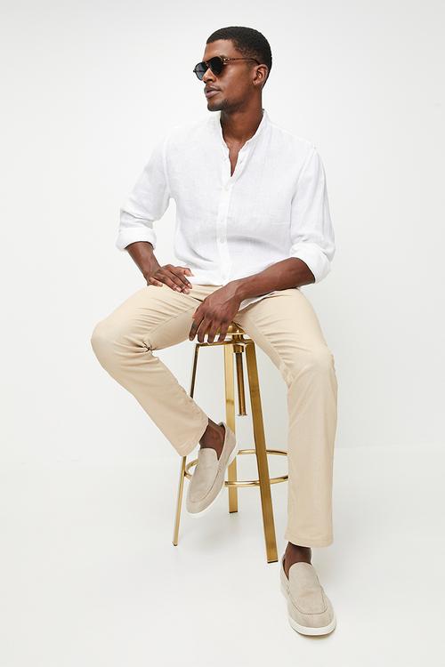 EMMANUEL  LINEN PANT - STONE