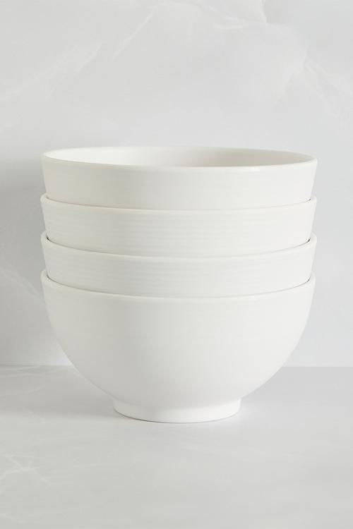 Ribs melamine bowl set of 4 - white
