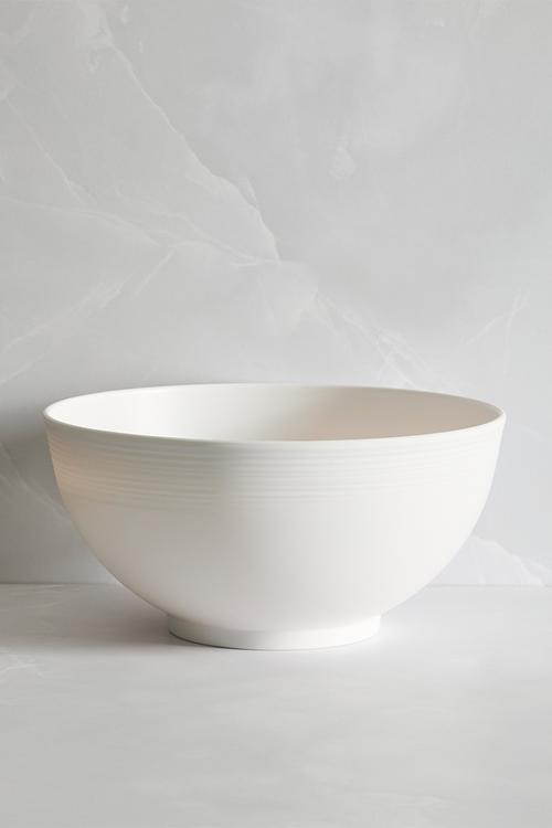 Ribs melamine serving bowl - white