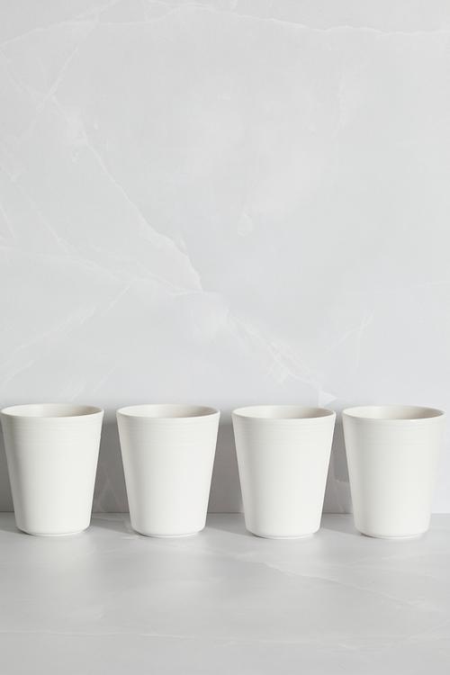 Ribs melamine cup set of 4 - white