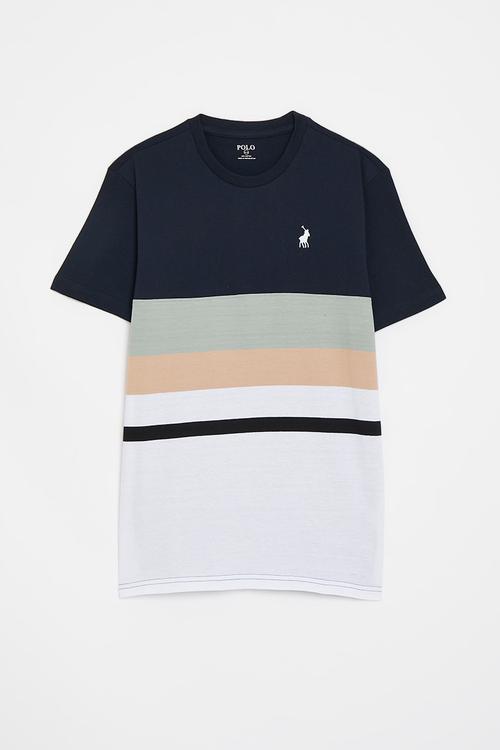 Boys blake striped ss tee - navy