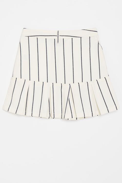 Girls shani striped pleated skirt - off white