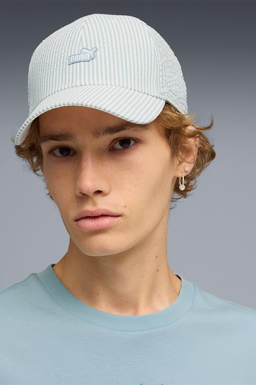 Ess no. 1 logo patch seersucker bb cap - seafoam-stripe