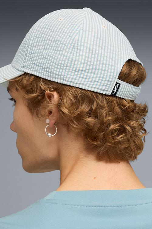 Ess no. 1 logo patch seersucker bb cap - seafoam-stripe