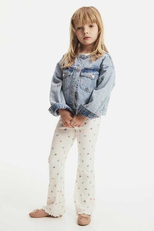 Flared leggings - white floral 