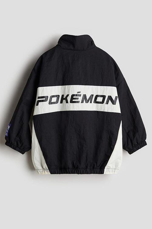 Block-coloured windbreaker - black & pokémon