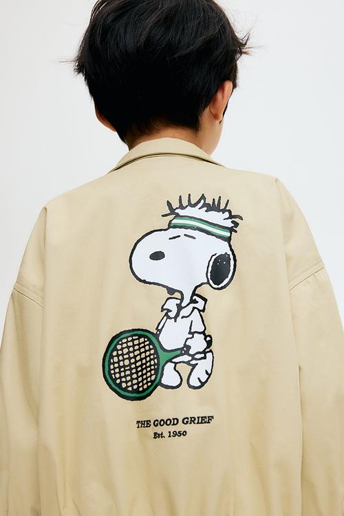 Oversized twill jacket - beige snoopy