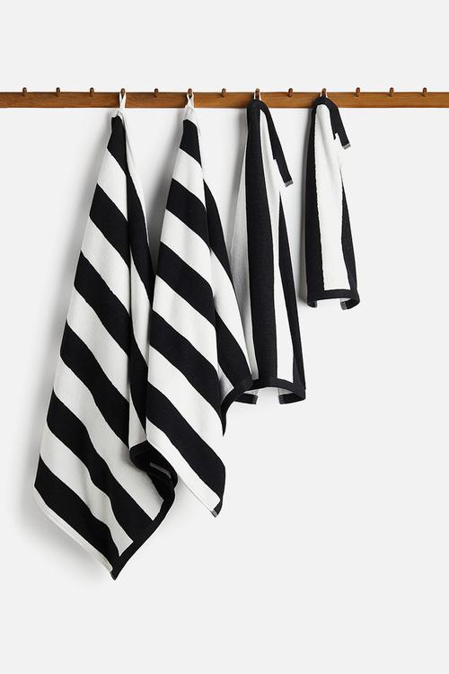 Bath towel - black/striped