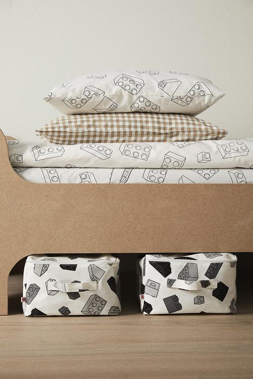 Canvas toy storage basket - white/lego