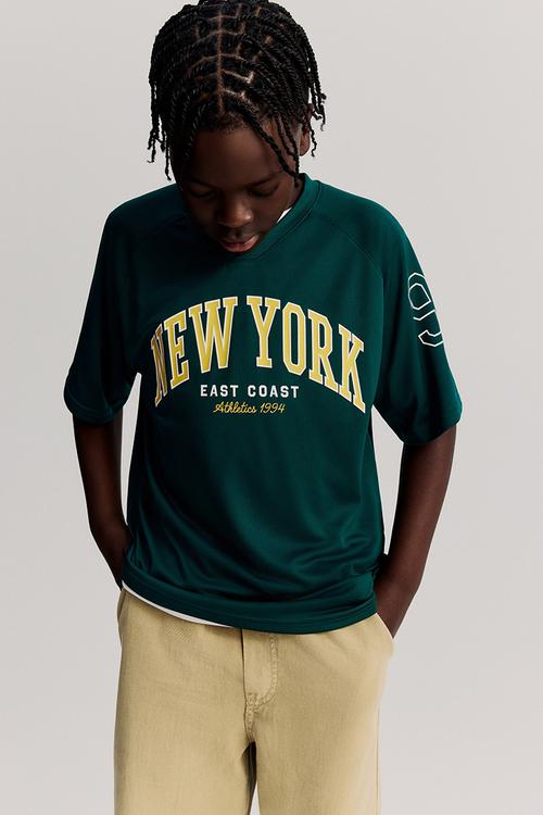 Loose-fit hockey shirt - dark green new york