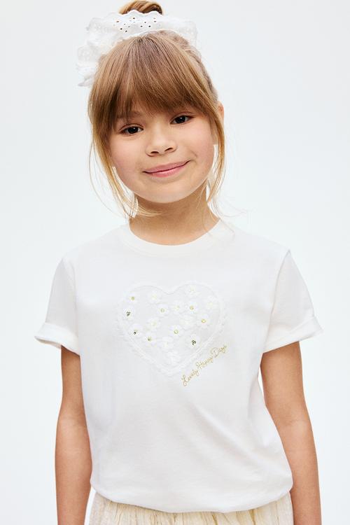 Motif-detail t-shirt - white heart