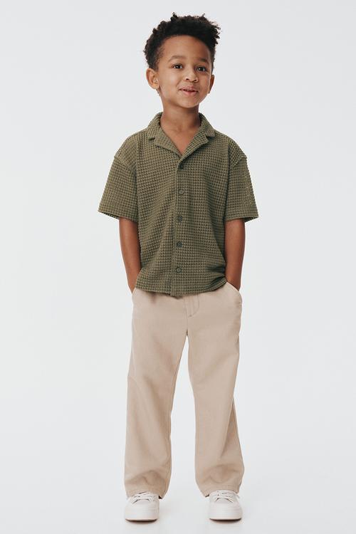 Textured-knit resort shirt - khaki green