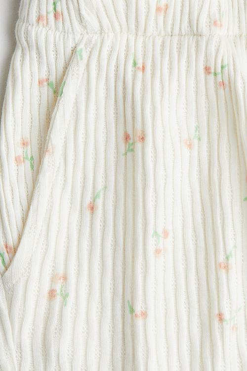Pointelle jersey shorts - cream/floral