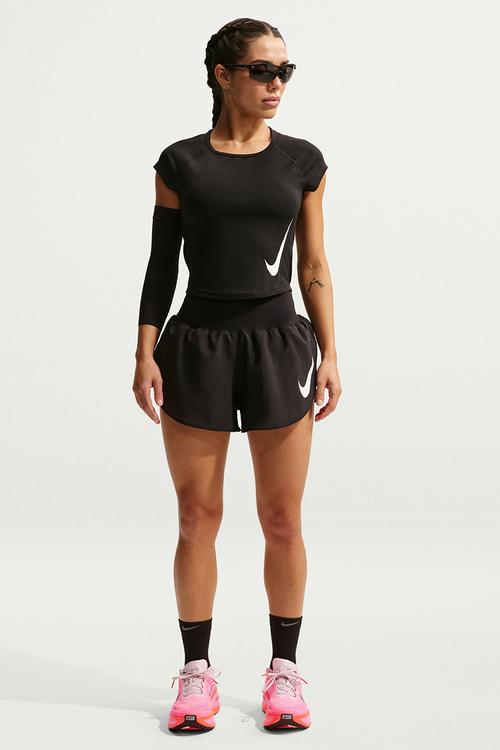 W Nk Tempo Swoosh Run Df Ss - Black/White/Reflective Silv/White