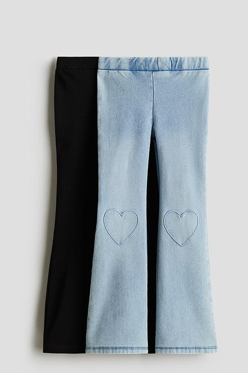 2-Pack flared jeggings - black/light denim blue