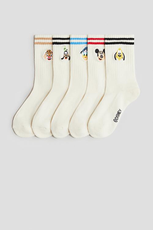 5-Pack intarsia motif socks - white/disney