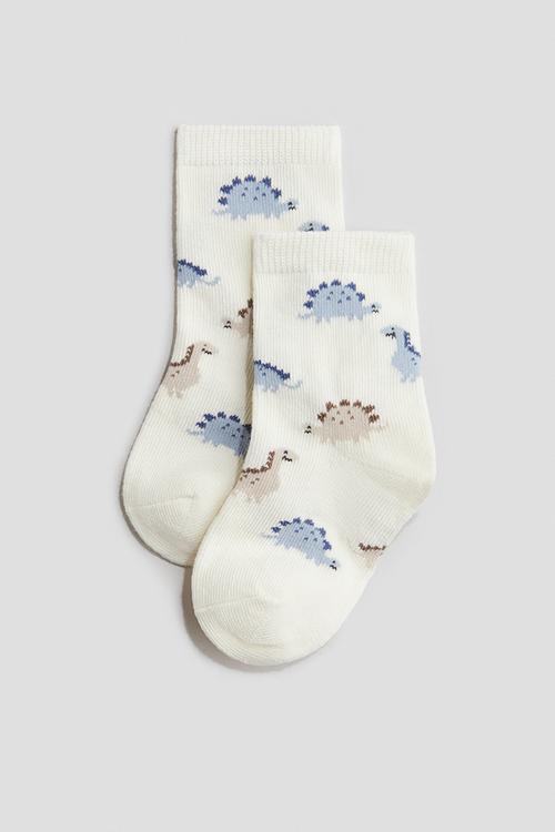 4-Pack socks - light dusty blue/dinosaurs 